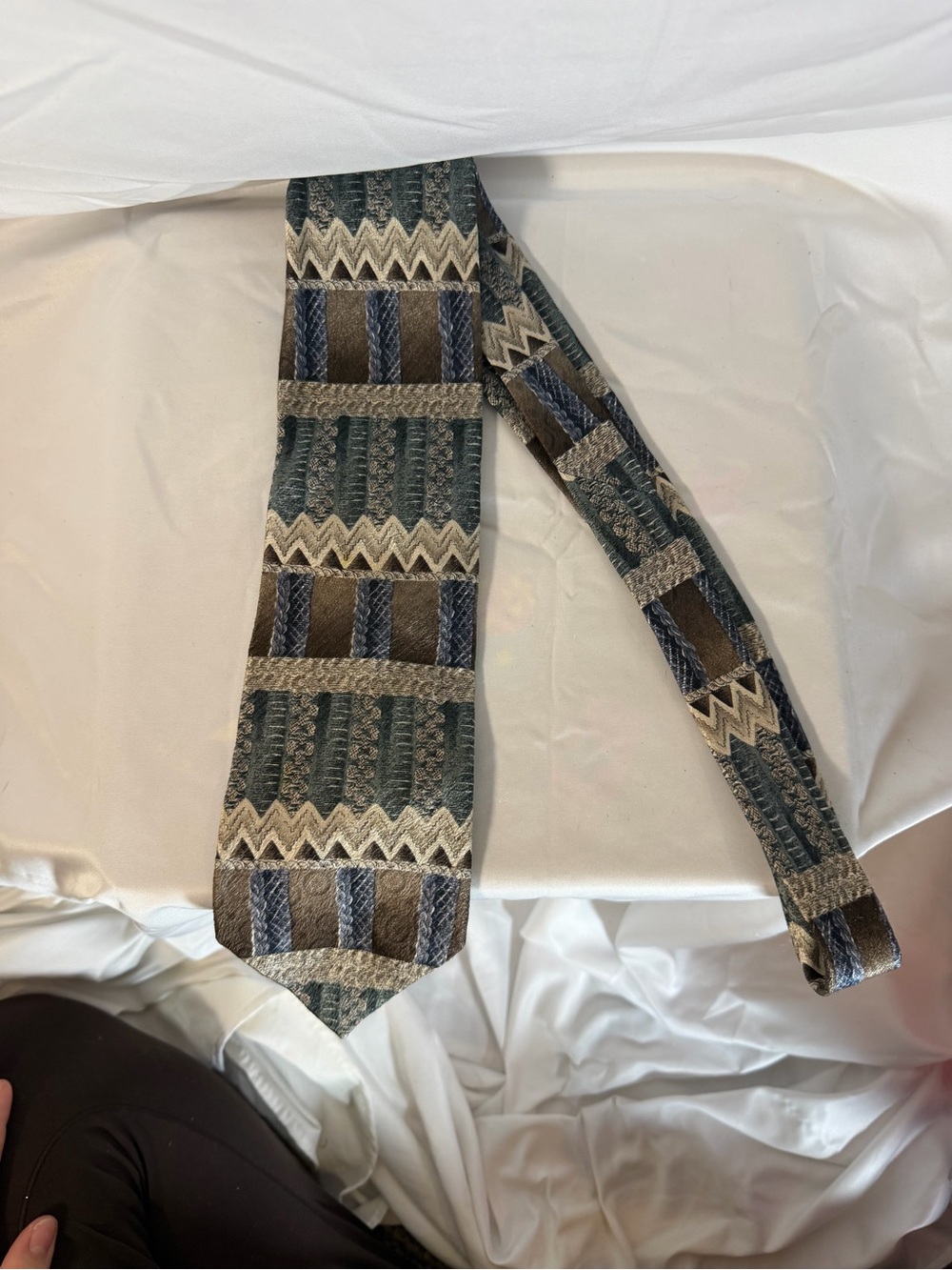 Pierre Cardin Blue and Brown Patterned Men's Tie